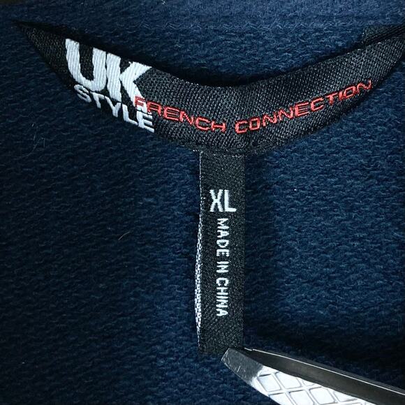 NWOT FRENCH CONNECTION Sweatshirt Track Jacket XL Navy Graphic-Art-London Zip - Picture 3 of 9